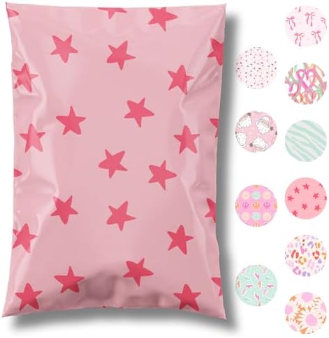 Pretty Package Store Poly Mailer 6x9, Pink Seeing Stars, 100 Pack by PrettyPackageStore
