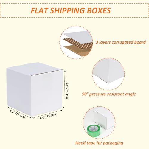HORLIMER 40 Pack 6x6x6 Shipping Boxes, White Corrugated Cardboard Box for Mailing, Packaging, Small Business - Image 3