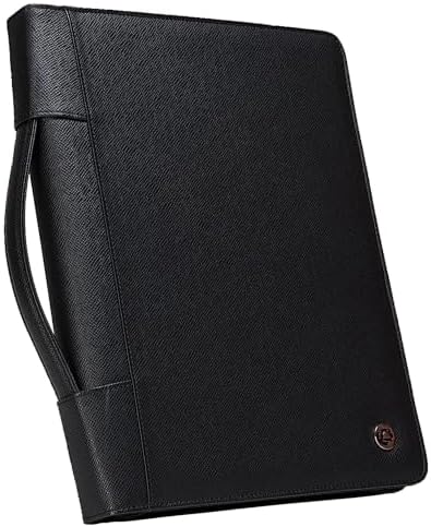 Case-it Executive Zipper Padfolio with Removable 3-Ring Binder and Letter Size Writing Pad, Pebbled Faux Leather Black (PAD-40) (Pack of 6) by Case-it