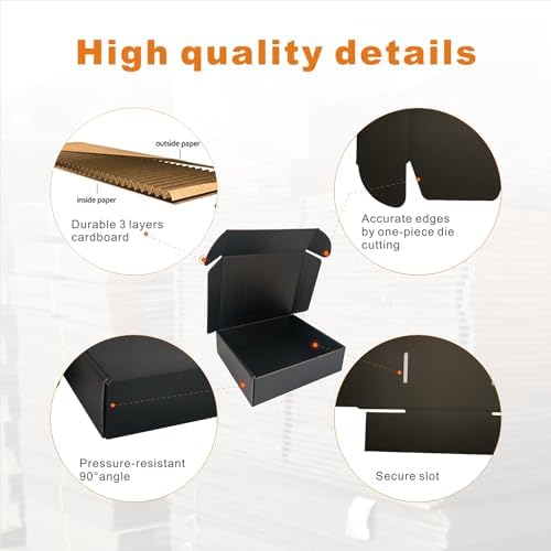 50 Pack 7x6x2'' Small Shipping Boxes, Corrugated Cardboard Mailers for Business, Black (CM762B) - Image 4