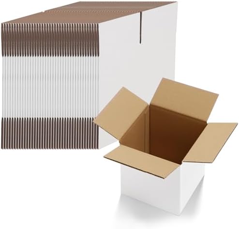 HORLIMER 40 Pack 6x6x6 Shipping Boxes, White Corrugated Cardboard Box for Mailing, Packaging, Small Business by HORLIMER
