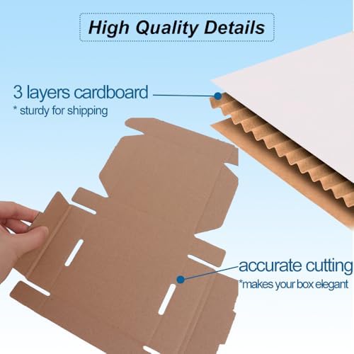 ROTCH 4x4x1'' 50 Pack Corrugated Mailers, Cardboard Boxes Perfect for Shipping Small, White - Image 3