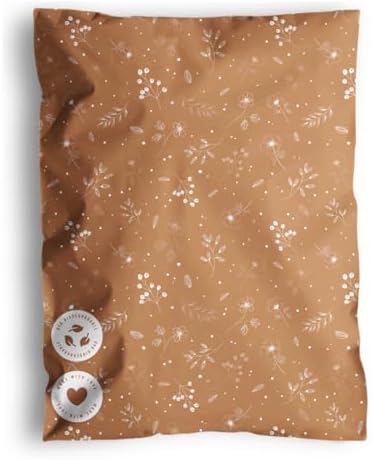Poly Mailers 12x15.5 Inch - 100 pack Biodegradable Shipping Bags for Clothes and Large Items - Impack Self-Seal Waterproof Thick Mailing Envelope for Accessories & Clothing - Floral Chestnut by Impack