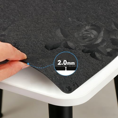 Floral Table Cover Protector Table Craft Mat, 36 x 72 Inch Upgraded 2.0mm Thick, Floral PVC Table Top Protector for Dining Room, Waterproof Black Desk Pad Mat, Easy to Wipe & Cut - Image 3
