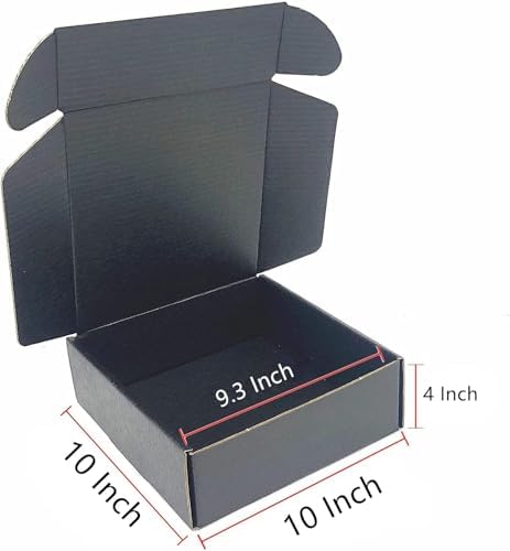 Black Shipping Boxes 10x10x4 Inch Cardboard Storage Mailer Box 15 Pack - Image 2
