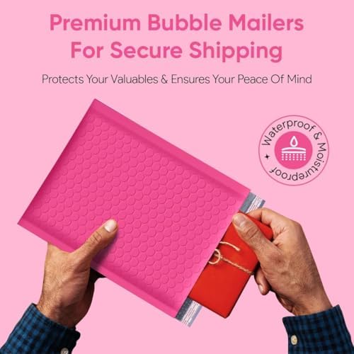Hot Pink Bubble Mailers 12x15, Self Seal Poly Padded Envelopes, 50 Pack - Image 6