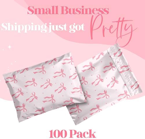 Pretty Package Store Poly Mailer 14.5x19, Pink Bows Coquette, 100 Pack - Image 2