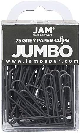 JAM PAPER Colorful Jumbo Paper Clips - Large 2 Inch - Gray Paperclips - 75/Pack by JAMPaper