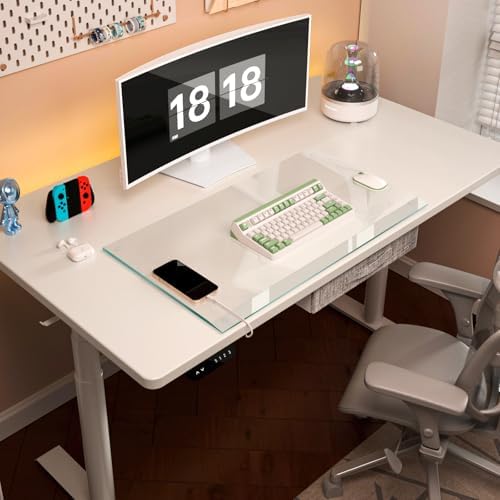 JAMBALAY Premium Tempered Glass Computer Desk Pad with Beveled Edge, 32" x 20" Office Desk Pad to Protect Desk, Clear Desk Mat for Desktop Dry Erase, Keyboard and Monitor, 0.2" Thick - Image 5