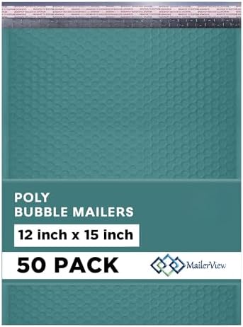 Green Bubble Mailers 12x15, Self Seal Poly Padded Envelopes, 50 Pack by MAILERVIEW