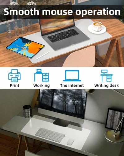 PULeather Non-Slip Desk Mat, Large Mouse Pad & Laptop Desk Pad - Waterproof Writing Pad for Office & Home (Ivory White, 35.4" x 17") - Image 7