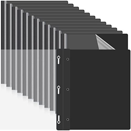 Teling 100 Pcs Clear Front Report Covers with 3 Prong Fasteners, Black by Teling
