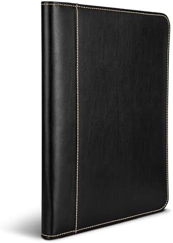 Samsill Contrast Stitch Leather Zippered Portfolio Folder/Business Portfolio for Men and Women, Resume/Document Organizer with Writing Pad, Black (71720) - Image 3
