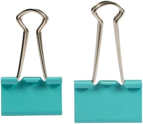 JAM PAPER Colorful Binder Clips Assortment - Medium & Large Size - Teal Binderclips - 27 Clips/Pack - Image 3