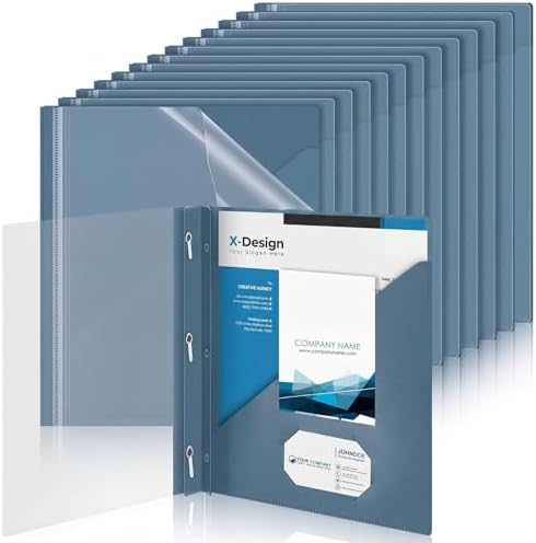 Teling 24 Pcs Report Covers with 3 Prongs for 8.5'' x 11'' Paper(Grey Blue) by Teling