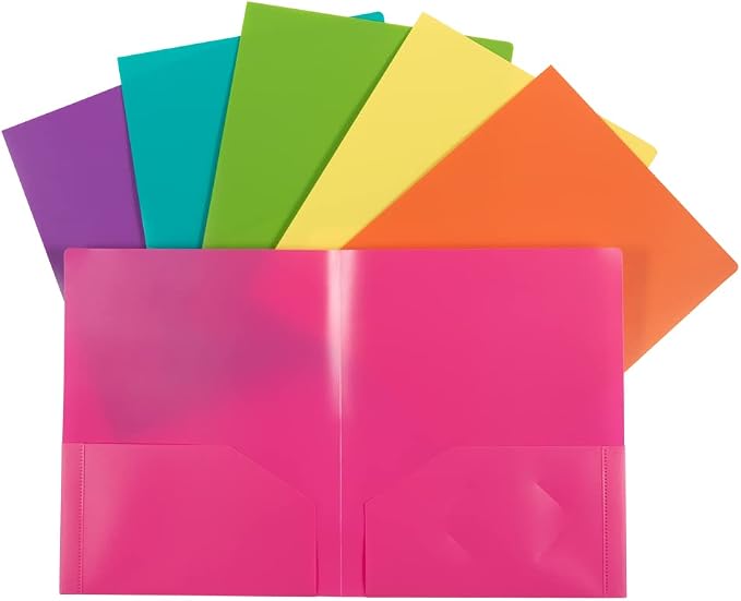 JAM PAPER Heavy Duty Plastic 2 Pocket Extra Tough School Folders - Assorted Fashion Colors - 6/Pack - Image 9