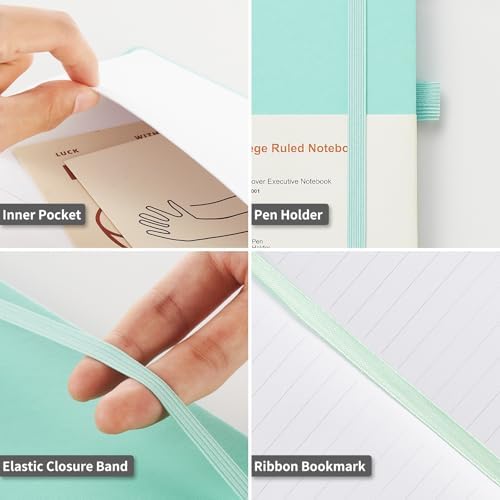 Heture Hardcover Notebooks, A5 Lined Journals Notebook for Writing 160 Pages, 8.2 x 5.5 inch, Classic Ruled Notebooks for College/Work/Travel (Green, 1 Pack) - Image 3