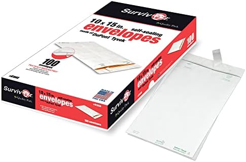 Quality Park QUAR1660 Survivor 10 x 15 Tyvek Catalog Mailer with Self Sealing Closure, 14 lb Puncture, Tear and Moisture Resistant DuPont Tyvek Envelopes, 100 per Box (R1660),White - Image 4