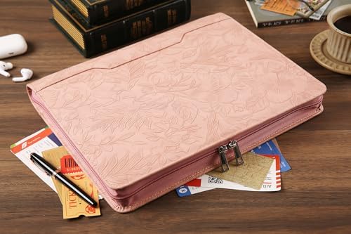 Vegan Leather Padfolio, 3 Ring Binder - Pink Padfolio with Pattern, Handmade Portfolio Organizer - Image 7