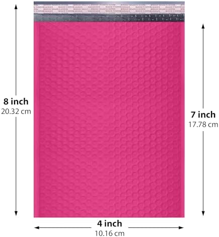 Hot Pink Bubble Mailers 4x8, Poly Padded Envelopes #000, 1000 Pack - Image 2