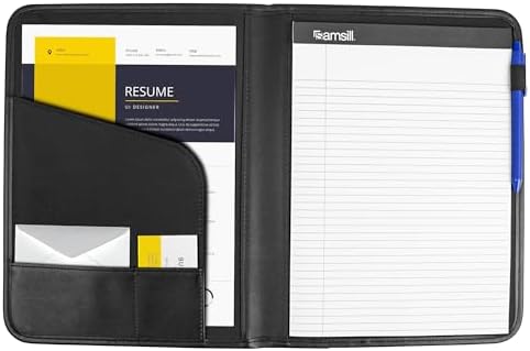 Samsill Professional Padfolio - Faux Leather Portfolio Folder for Men and Women, Leather Padfolio with 8.5 x 11 Writing Pad, Resume Portfolio Folder, Functional Business Portfolio for Meetings and Interviews, Black - Image 4