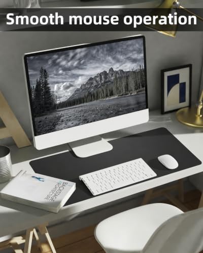 Leather Desk Pad Protector, Small Desk Mat,Office Desk mat,Computer and Laptop Mat, Non-Slip PU Leather Desk Blotter, Desktop Protector and Cover for Keyboard and Mouse(31.5"x15.7",Black) - Image 4