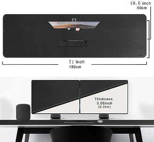 CENNBIE Leather Desk Mat, 71" x 19.6" Large Mouse pad for Desk (Black) - Image 2