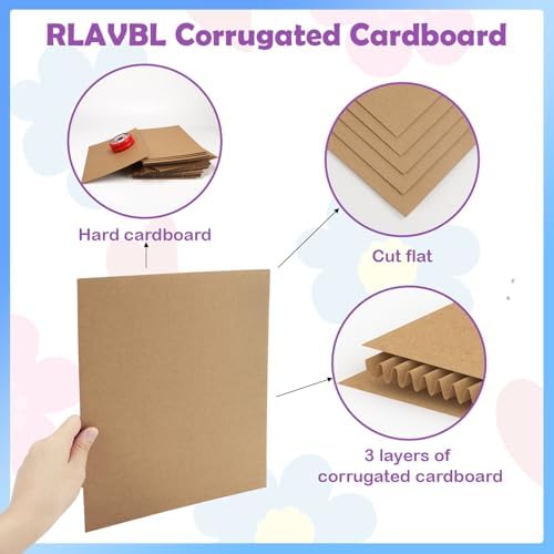 RLAVBL 50 Pack 9x12 Corrugated Cardboard Sheets, Flat Cardboard Inserts for Shipping, Mailing, Packing, DIY Crafts - Image 3
