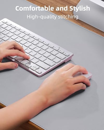 AFIING Leather Desk Pad Protector- 48" x 17" Office Desk Mat, Non-Slip PU Leather Mouse Pad, Waterproof Desk Blotter Mat, Desk Cover Mat for Office and Home (Light Grey) - Image 4