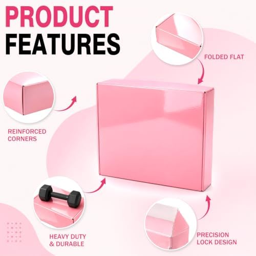 10x8x2 in Shipping Boxes 40 Pack, Glossy Pink Corrugated Cardboard Boxes for Shipping Small Business - Image 4
