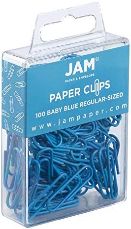 JAM PAPER Colorful Standard Paper Clips - Regular 1 Inch - Baby Blue Paperclips - 100/Pack - Image 2