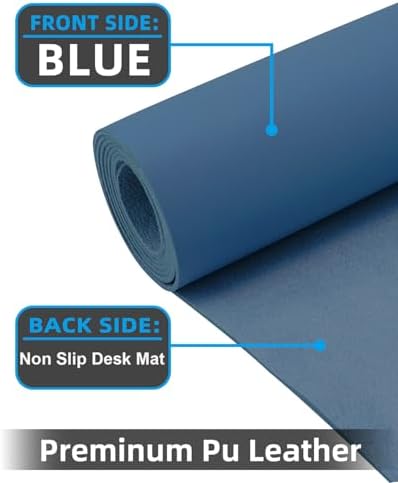 Large Desk mat, Leather Desk Pad Protector,Office Desk Mat,Mouse Pad, Non-Slip Desk Blotter, Laptop Desk Pad, Waterproof Desk Writing Pad for Office&Home (Grey Blue, 55" x 17") - Image 2