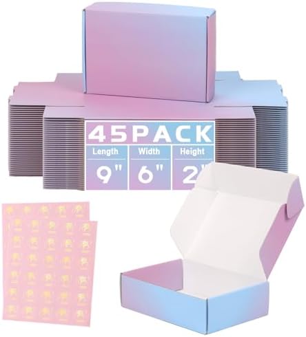 9"x6"x2" Shipping Boxes 45 Pack, Corrugated Packaging Mailer Boxes, ‎Purple Gradient Shipping Packaging Boxes for Small Business by DERZIFUN