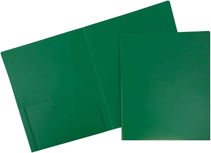 JAM PAPER Heavy Duty Plastic 2 Pocket Extra Tough School Folders - Green - 6/Pack by JAMPaper