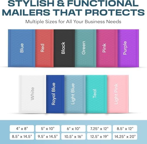 Light Blue Bubble Mailers 12x15, Self Seal Poly Padded Envelopes, 50 Pack - Image 3