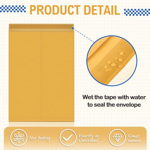 Motipuns 50 Pcs 12'' x 18'' Large Mailing Envelopes 32lb with Gummed Flaps - Image 4