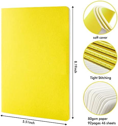 feela 36 Pack Soft Cover Journal Bulk, Lined Blank Travel Journal for Women Men Writing, Notebooks College Ruled for Work, Note Taking Notebook School Business Supplies, 8.2” x 5.5”, A5, Lemon Yellow - Image 2