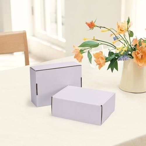 HORLIMER 8x6x3 inches Shipping Boxes Set of 25, White Corrugated Cardboard Box Literature Mailer, 25 Stickers Included - Image 6