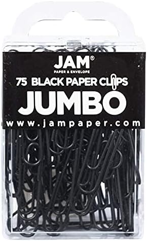 JAM PAPER Colorful Jumbo Paper Clips - Large 2 Inch - Black Paperclips - 75/Pack by JAMPaper