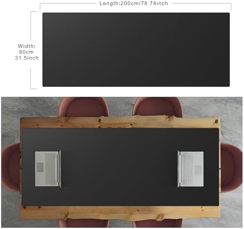 Cacoy 78.7"x31.5" XXL PU Leather Desk Mat, Waterproof Meeting Desk Pad Protector, Large Gaming Computer Mouse Pad, Extended Office Desk Decor, Desktop Cover Mat Conference Table Pads (Black) - Image 2