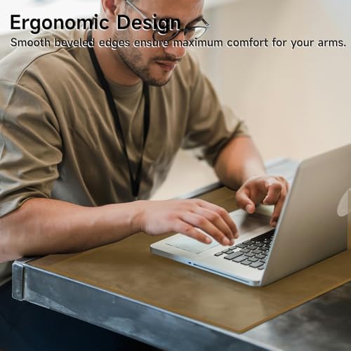 VASUHOME 32" x 20" Brown Tempered Glass Desk Mat with Beveled Edge - Ergonomic Desk Protector, Dry Erase Surface, Ideal Table Top Protector for Home & Office - Image 6