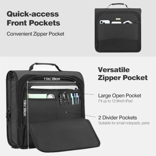 MoKo Zipper Binder, 3-Inch 3-Ring, 600 Sheets, 6-Tab File Folders, Black - Image 3