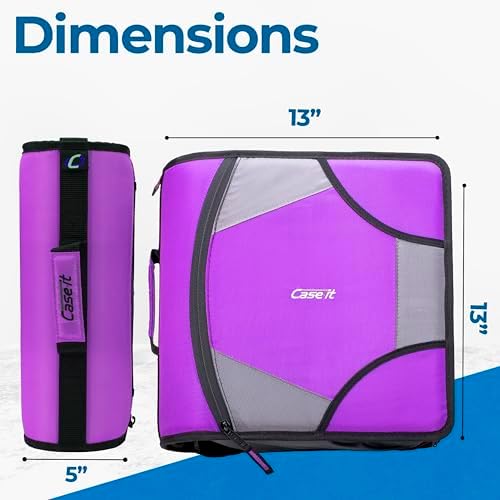 Case-it School Zipper Binder | 4" D-Rings | 800-Sheet | D-186 Deep Purple - Image 5