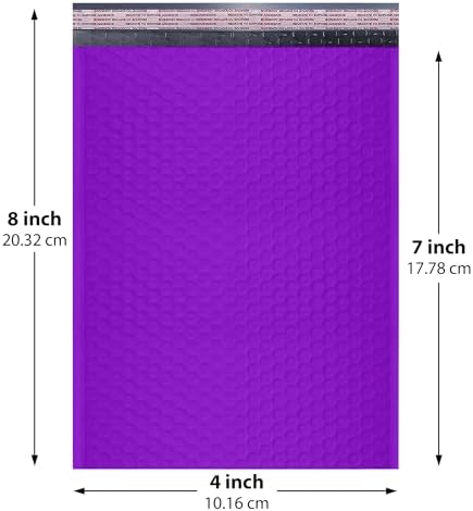 Purple Bubble Mailers 4x8, Self Seal Poly Padded Envelopes #000, 1000 Pack - Image 2