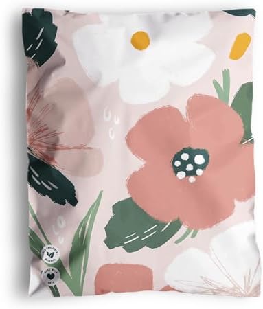Poly Mailers 10 x 13 Inch - 100 pack Biodegradable Shipping Bags for Clothes - Impack Self-Seal Waterproof Thick Mailing Envelope for Accessories & Clothing - Pastel Petals by Impack