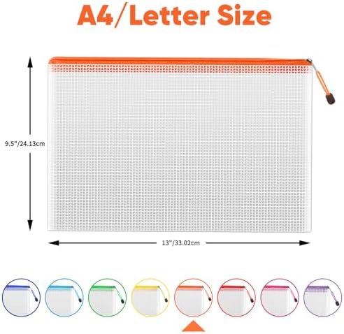 72pcs Mesh Zipper Pouch Bags,A4 Letter Size Zipper Mesh Document Pouch - Image 2