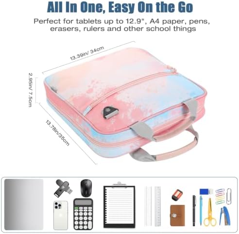 MoKo Zipper Binder, 2 inch 3 Ring Binder with 500 Sheet Capacity Multi-Pocket School Bag with Padded Shoulder Strap Handle, School Supplies Organizer for Middle Student, Orange Pink - Image 6