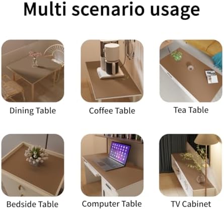 Faux Leather Table Cover,1.8mm Thick,36x54 Inch Table Protector,Table Protector for Dining Room Table,Table Protectors for Rectangle Tables.(Mud Color+Champagne Gold,36x54) - Image 6