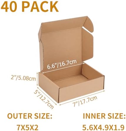 PHAREGE 40 Pack 7x5x2 inch Small Shipping Boxes, Brown Mailing Boxes - Image 2