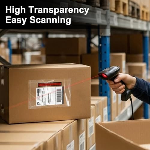 Teling 100 Pcs Packing List Envelopes Clear Adhesive,Red,7" X 10" - Image 4